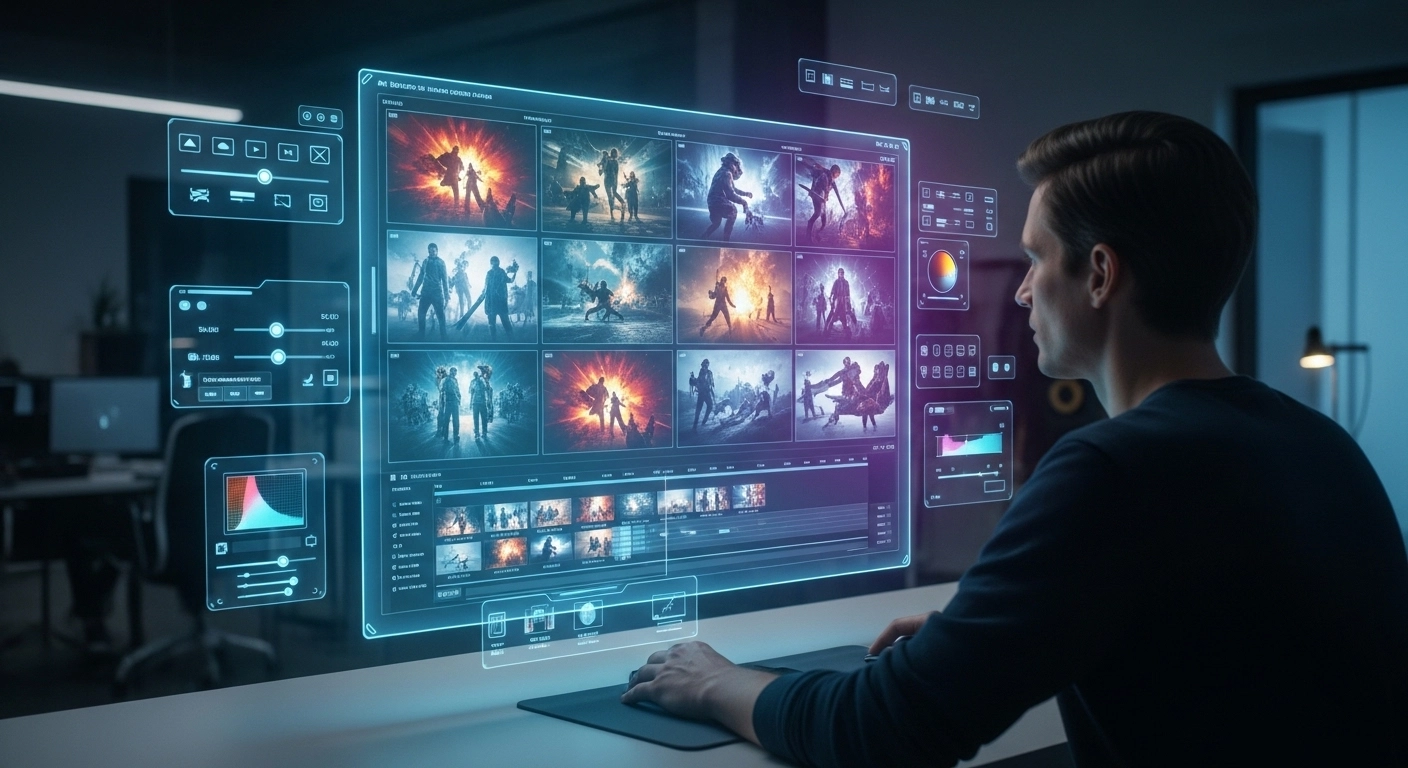Runway AI video generation cinematic interface concept